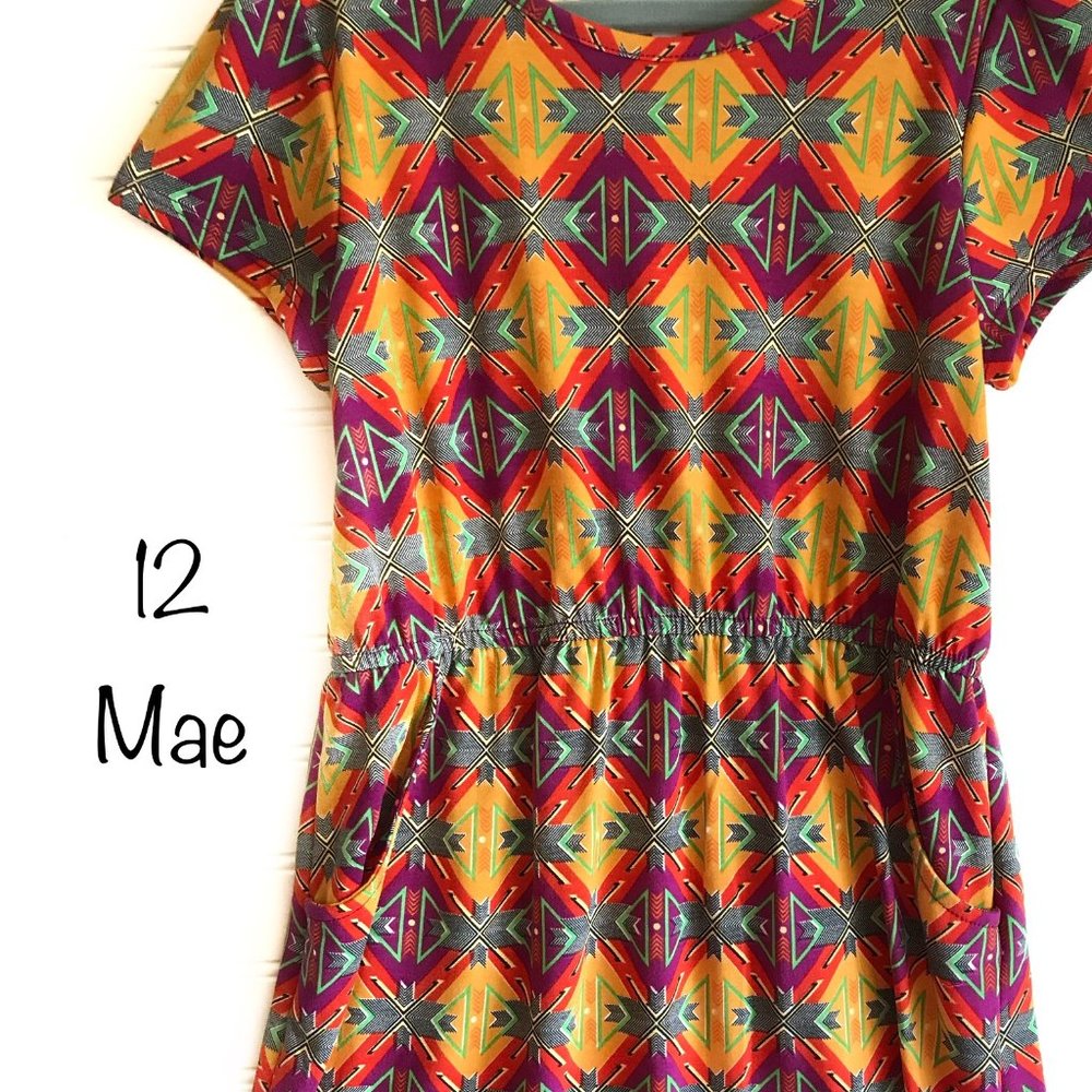 lularoe kids mae dress girls brand new NWT pockets yellow purple back to school